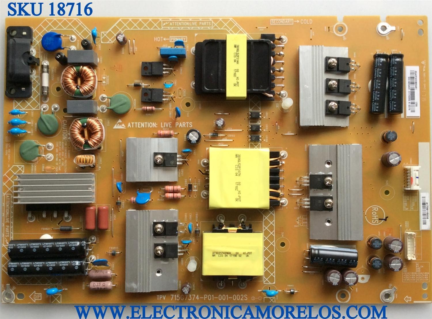 FUENTE DE PODER / VIZIO ADTVG1820AB1 / 715G7374-P01-001-002S / (X)ADTVG1820AB1 / VG1820AB1 / PANEL TPT500U1-QVN03.U / MODELOS M50-E1 / M50-E1 LTMWVYKT / M50-E1 LTYWVTKT / LTMWVYAT